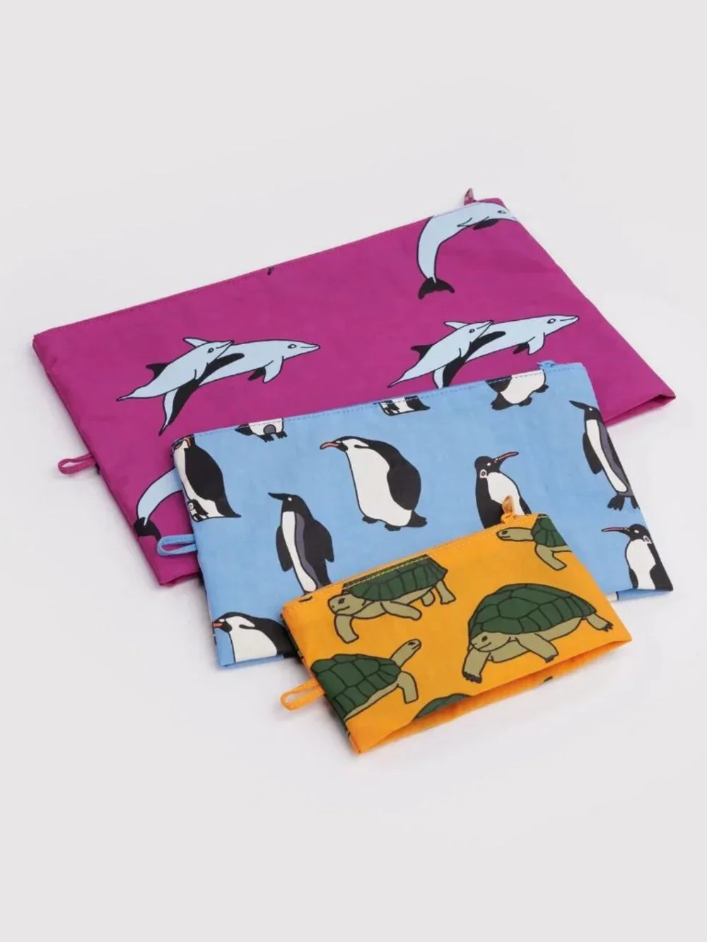 NWT Baggu Go Pouch Set - Vacation Animals (Turtle, Penguin, Dolphin)